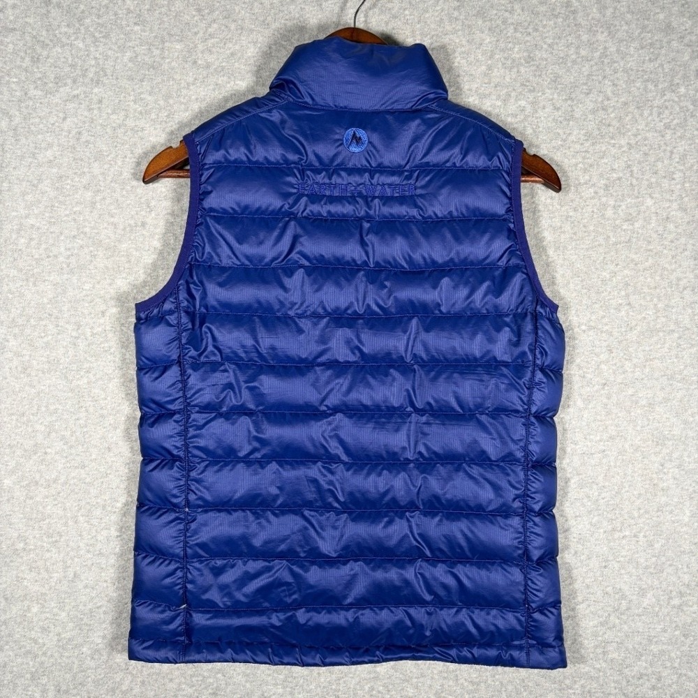Marmot Vest Women Small Puffer 700 Fill Blue Down Quilted Embroidered Logo - Picture 2 of 12